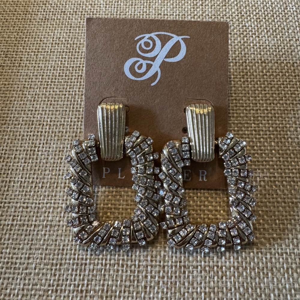 Plunder Gold and Rhinestone Geometric Earrings